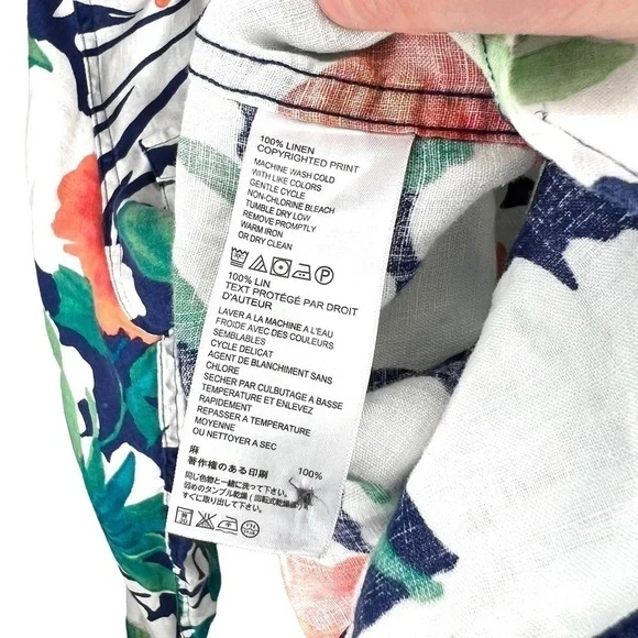 Tommy Bahama Victoria Bloom Floral Tropical Long Sleeve Palm Leaf Blouse Medium - Picture 8 of 13